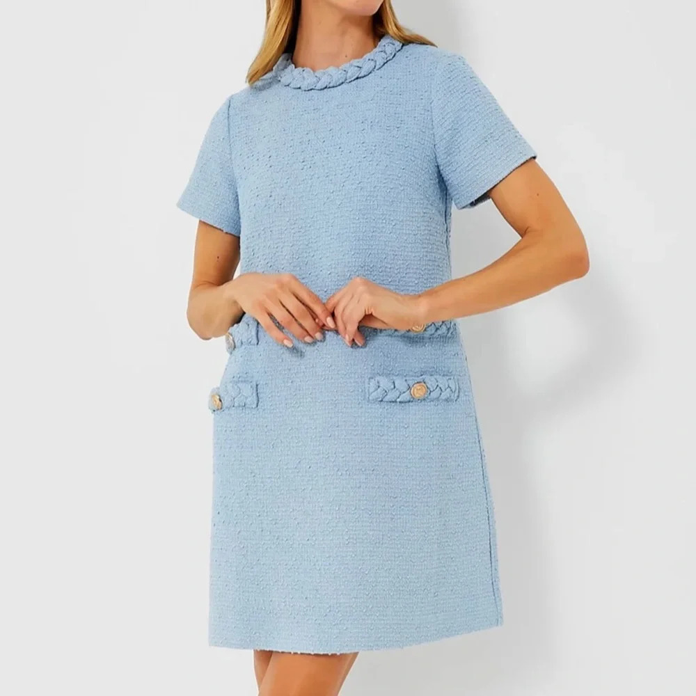 Tuckernuck Tweed Jackie Dress-Powder Blue-Women’s XXL-Short Sleeve-Classic-NEW